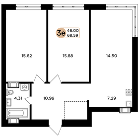 Квартира 68,6 м², 3-комнатная - изображение 1