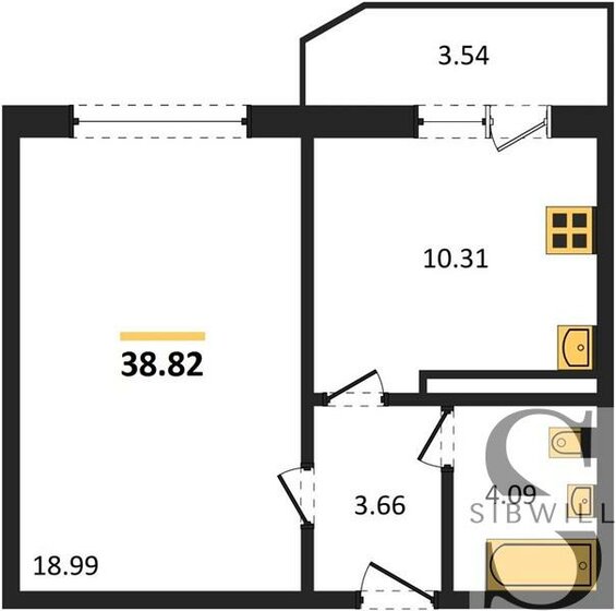 38,8 м², 1-комнатная квартира 5 318 340 ₽ - изображение 20