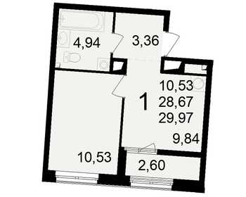 Квартира 30 м², студия - изображение 1