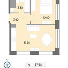 Квартира 37,5 м², 1-комнатная - изображение 2