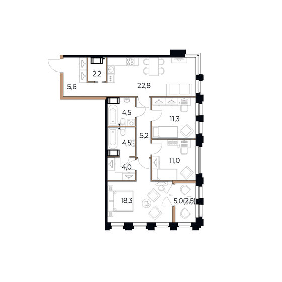 91,9 м², 3-комнатная квартира 14 244 500 ₽ - изображение 1