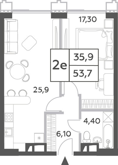 53,7 м², 2-комнатная квартира 22 064 562 ₽ - изображение 1