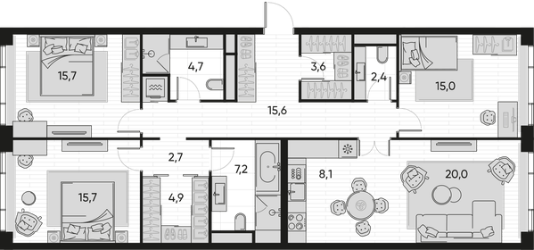 322,8 м², 5-комнатная квартира 180 497 200 ₽ - изображение 121