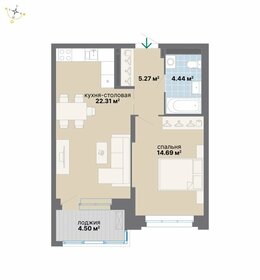 Квартира 51,2 м², 1-комнатная - изображение 1