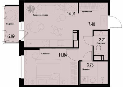 Квартира 40,1 м², 1-комнатная - изображение 1