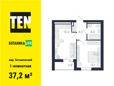 Квартира 37,2 м², 1-комнатная - изображение 1