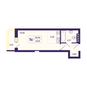 Квартира 29,2 м², студия - изображение 1