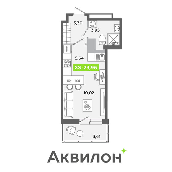 24 м², квартира-студия 3 906 917 ₽ - изображение 56