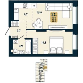 42,3 м², 2-комнатная квартира 6 452 900 ₽ - изображение 12
