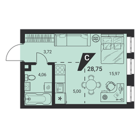 Квартира 28,8 м², студия - изображение 1