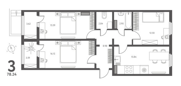 78 м², 2-комнатная квартира 7 500 000 ₽ - изображение 67