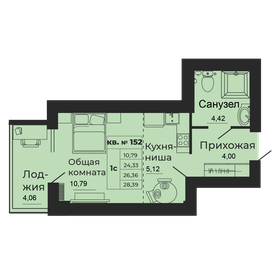 26,4 м², квартира-студия 2 952 320 ₽ - изображение 1