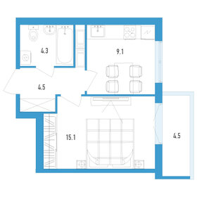 32,7 м², 1-комнатная квартира 5 900 000 ₽ - изображение 48