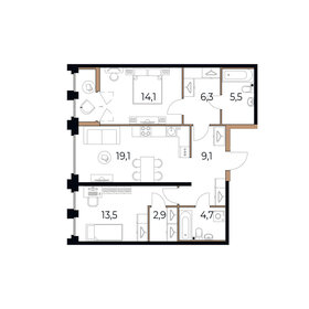 Квартира 76,5 м², 2-комнатная - изображение 1