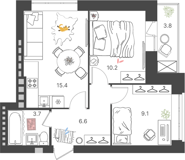 46,9 м², 2-комнатная квартира 6 204 870 ₽ - изображение 1