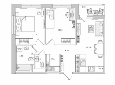 55,6 м², 2-комнатная квартира 11 100 000 ₽ - изображение 78