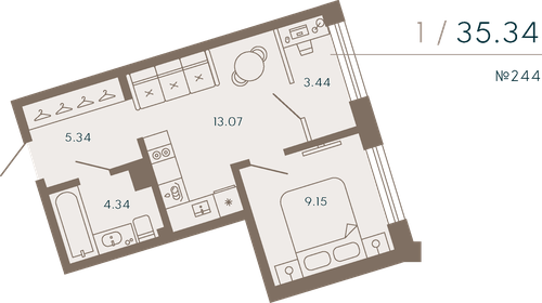 32,2 м², 1-комнатная квартира 7 900 000 ₽ - изображение 103