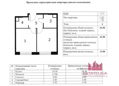 Квартира 42 м², 1-комнатная - изображение 1