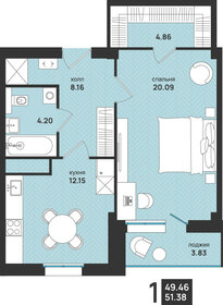 Квартира 51,4 м², 1-комнатная - изображение 1