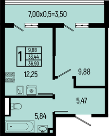 Квартира 36,9 м², 1-комнатная - изображение 1