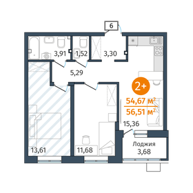 63 м², 2-комнатная квартира 5 800 000 ₽ - изображение 1
