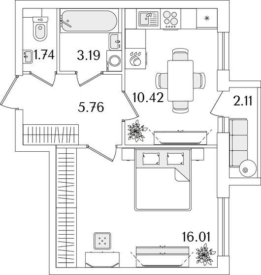 37,8 м², 1-комнатная квартира 12 686 404 ₽ - изображение 31