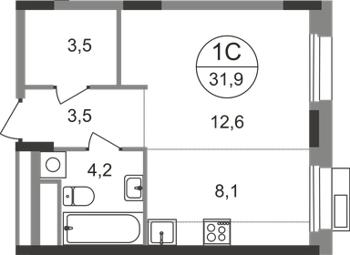 Квартира 31,9 м², студия - изображение 1