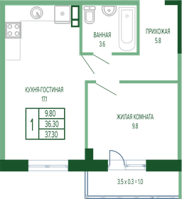 37 м², 1-комнатная квартира 7 622 000 ₽ - изображение 22