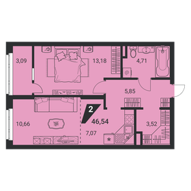 Квартира 46,5 м², 2-комнатная - изображение 1