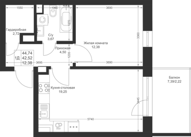44,9 м², 1-комнатная квартира 6 919 220 ₽ - изображение 33