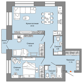 Квартира 70 м², 3-комнатная - изображение 1