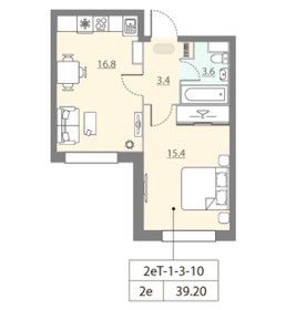 Квартира 39,2 м², 1-комнатная - изображение 1