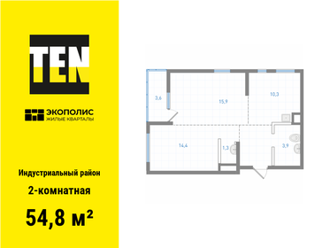 54,6 м², 2-комнатная квартира 8 010 000 ₽ - изображение 10