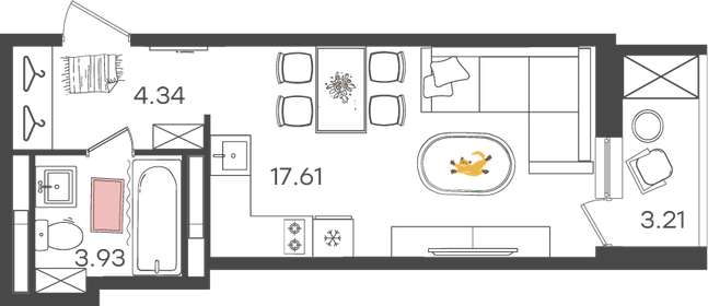 Квартира 27,6 м², 1-комнатная - изображение 1