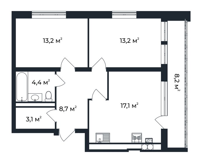 63,8 м², 2-комнатная квартира 9 534 090 ₽ - изображение 1