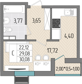 30,1 м², квартира-студия 3 820 160 ₽ - изображение 34