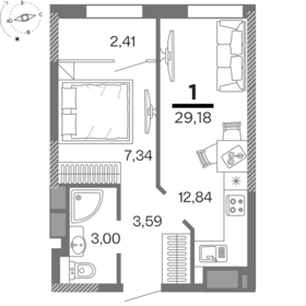 Квартира 29,2 м², 1-комнатная - изображение 1