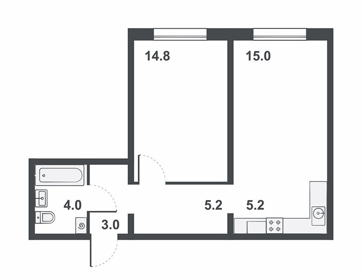 47,2 м², 2-комнатная квартира 4 059 200 ₽ - изображение 1