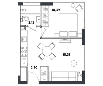 Квартира 34,7 м², 2-комнатные - изображение 1