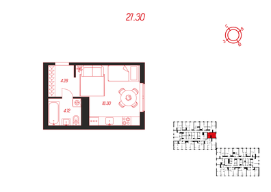 Квартира 27,3 м², студия - изображение 1