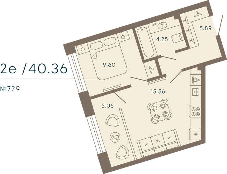 40,4 м², 1-комнатные апартаменты 27 116 836 ₽ - изображение 1