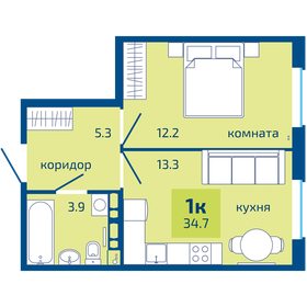 Квартира 34,7 м², 1-комнатная - изображение 1