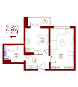 Квартира 42,2 м², 1-комнатная - изображение 2