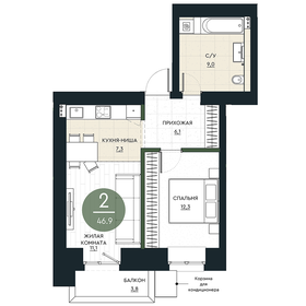 46,9 м², 2-комнатная квартира 6 753 600 ₽ - изображение 3