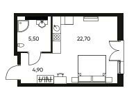 Квартира 38 м², студия - изображение 1