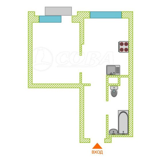 29,3 м², 1-комнатная квартира 5 490 000 ₽ - изображение 1