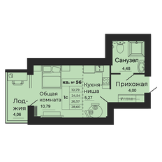 Квартира 26,6 м², студия - изображение 2