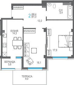 81 м², 2-комнатная квартира 11 421 000 ₽ - изображение 12