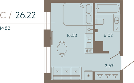 Квартира 26,2 м², студия - изображение 1