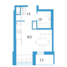 22,7 м², квартира-студия 6 100 000 ₽ - изображение 105